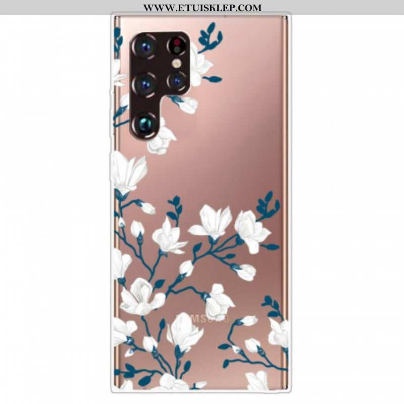 Futerały do Samsung Galaxy S22 Ultra 5G Bezszwowi Biali Kwiaty